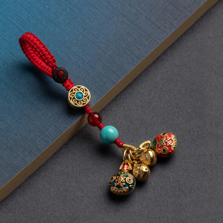 Buddha Stones Oro Ingoiare Bestia Famiglia Fortuna Portachiavi Auto Telefono Appeso Decorazione