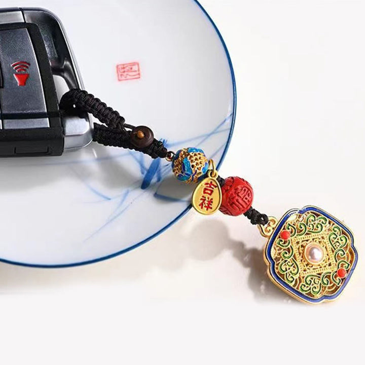 Portachiavi con ciondolo a forma Buddha Stones Fu Character Blessing Ruyi