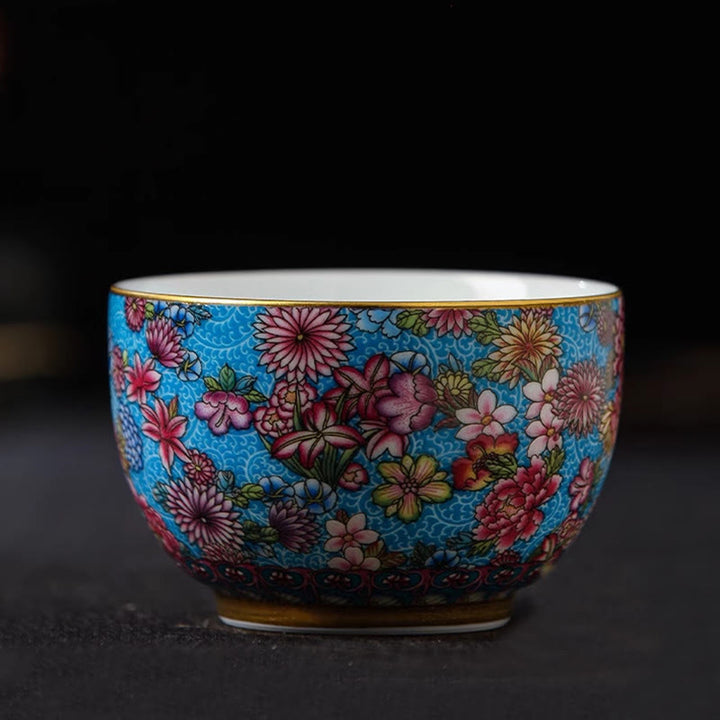 Buddha Stones Jingdezhen Porcellana Smaltata Decorazione Fiori Colorati Tazza da Tè in Ceramica Tazze da Tè Kung Fu