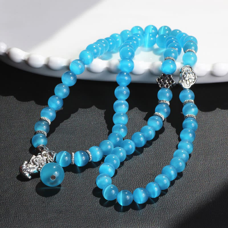 Braccialetto triplo avvolgente con supporto PiXiu Cat Eye Buddha Stones