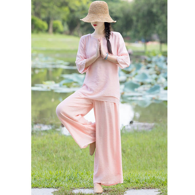 Tai Chi Meditazione Preghiera Zen Spirituale Mattina Pratica Abbigliamento Donna Set - image 21