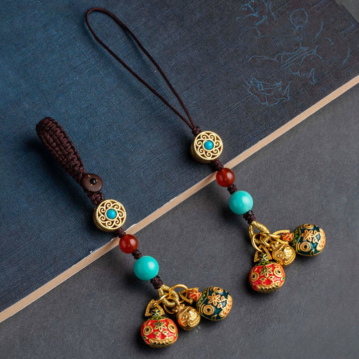 Buddha Stones Oro Ingoiare Bestia Famiglia Fortuna Portachiavi Auto Telefono Appeso Decorazione