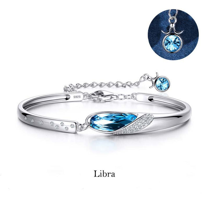 Bracciale con ciondolo Buddha Stones in rame placcato argento 925 con 12 costellazioni dello zodiaco