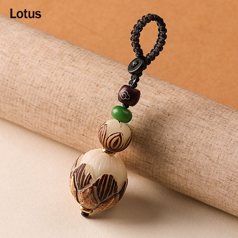 Portachiavi con decorazione Buddha Stones semi di Bodhi
