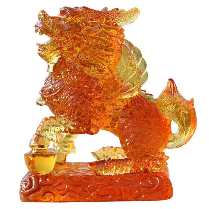 Feng Shui Kirin Fatto a mano Liuli Cristallo Arte Pezzo Fortuna Casa Ufficio Decorazione