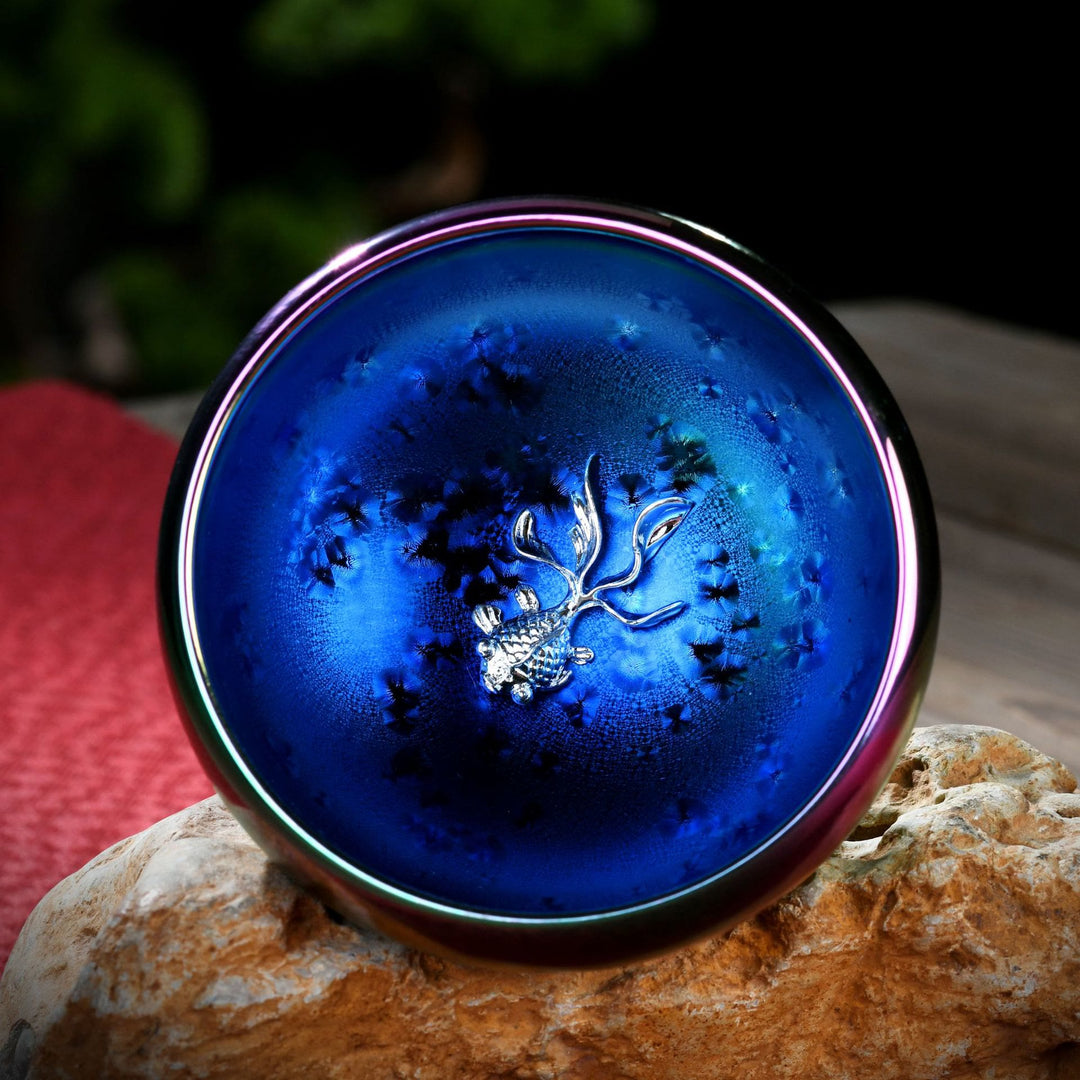 Buddha Stones Loto Drago Fenice Koi Pesce Pavone Cinese Jianzhan Intarsiato Forno Cambiamento Tazza da Tè in Ceramica Tazza da Tè Kung Fu
