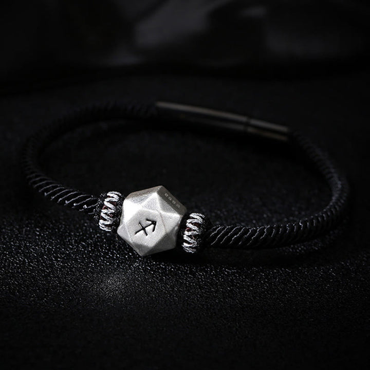 Braccialetto di corda fatto a mano con protezione delle 12 costellazioni dello zodiaco in argento sterling 999 Buddha Stones