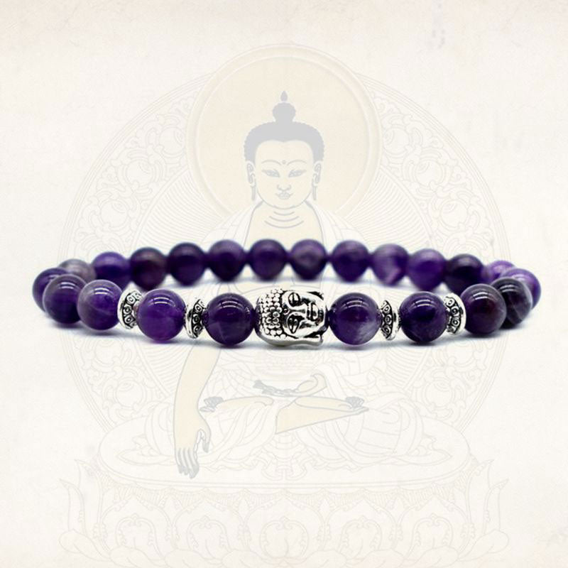 Braccialetto di guarigione dell'amore con Buddha Stones e ametista - image 2