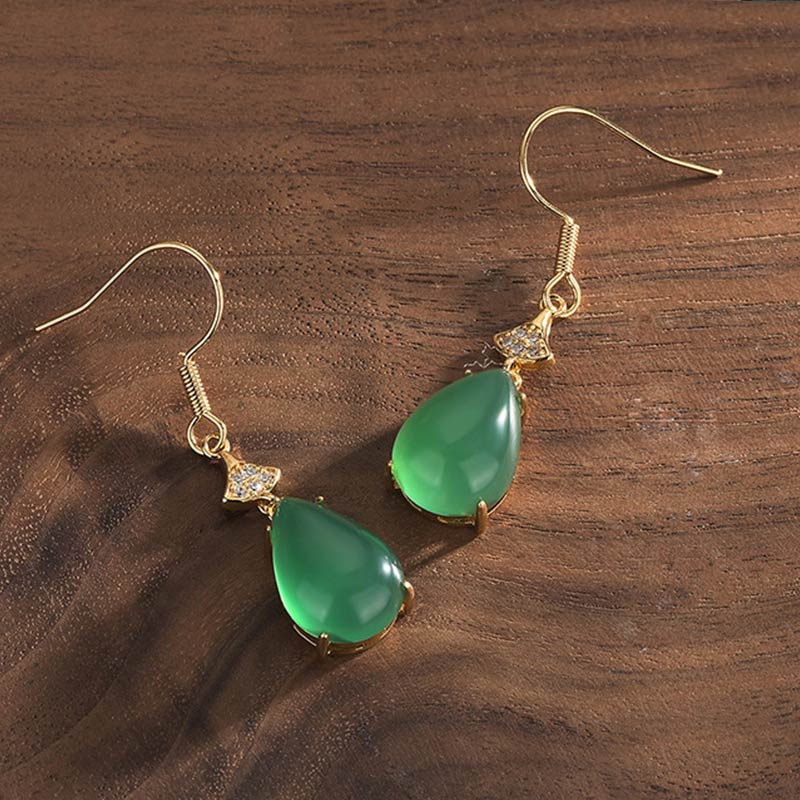 Orecchini pendenti Buddha Stones Ciano Jade Luck