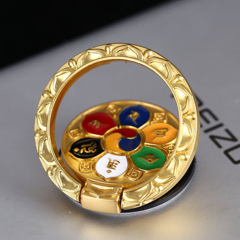 Supporto per anello per telefono con simbolo della pace tibetano Om Mani Padme Hum, decorazioni universali per telefono - image 0