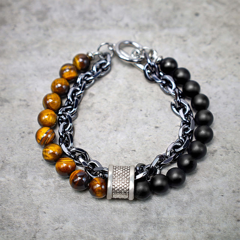 Bracciale protettivo in lapislazzuli occhio di tigre naturale con Buddha Stones . - image 1