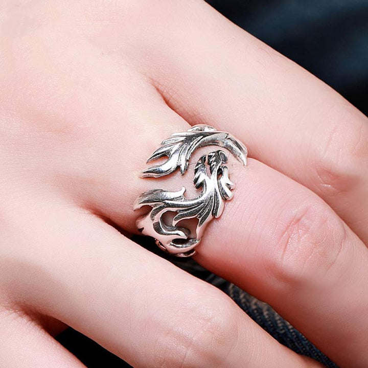 Anello regolabile con motivo a drago Buddha Stones, protezione e forza
