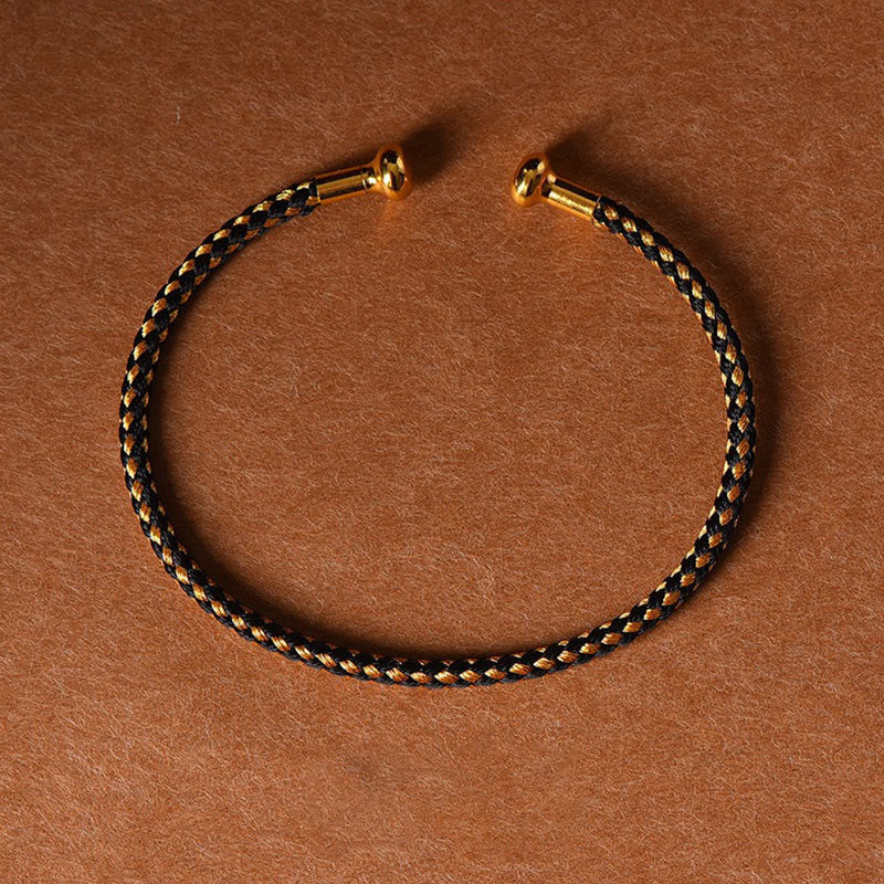 Braccialetto con polsino in corda intrecciata con design semplice fatto a mano Buddha Stones - Oro nero - image 23
