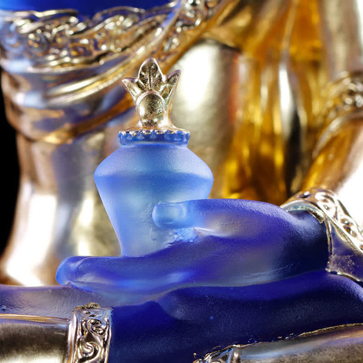 Buddha Stones Buddha della medicina Fatto a mano Liuli Cristallo Pezzo d'arte Statua della compassione Casa Ufficio Offerta Decorazione - image 19