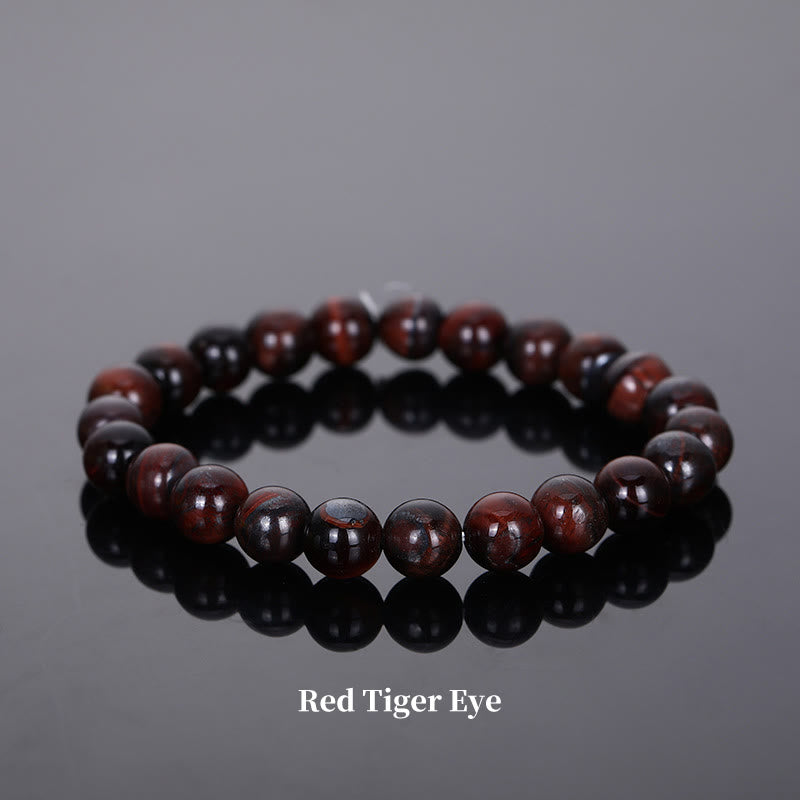 Braccialetto di perle curative in quarzo naturale Buddha Stones - 8 millimetri - Occhio di tigre rosso - image 34