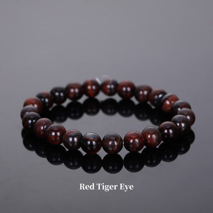 Braccialetto di perle curative in quarzo naturale Buddha Stones - 8 millimetri - Occhio di tigre rosso - image 34