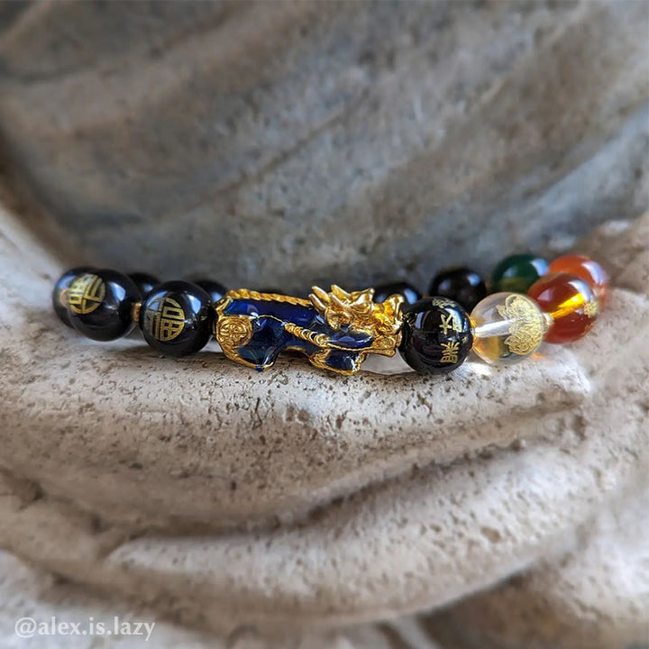 Braccialetto portafortuna in ossidiana Pixiu che cambia colore Buddha Stones