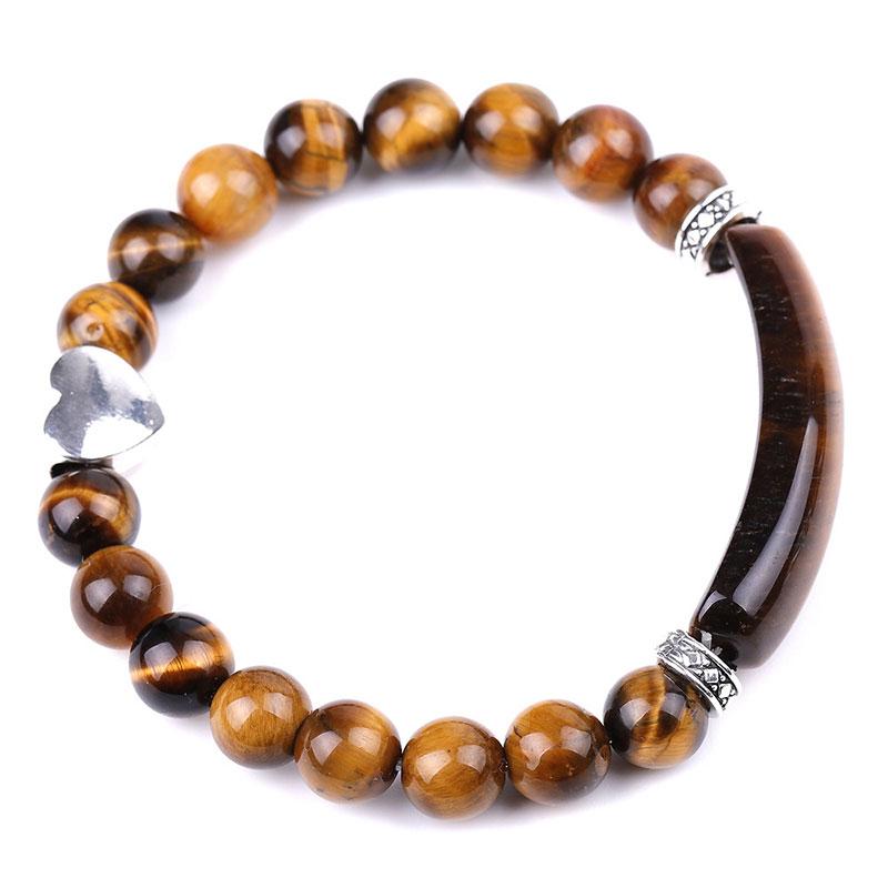 Bracciale unisex a forma di cuore con perline di cristallo naturale