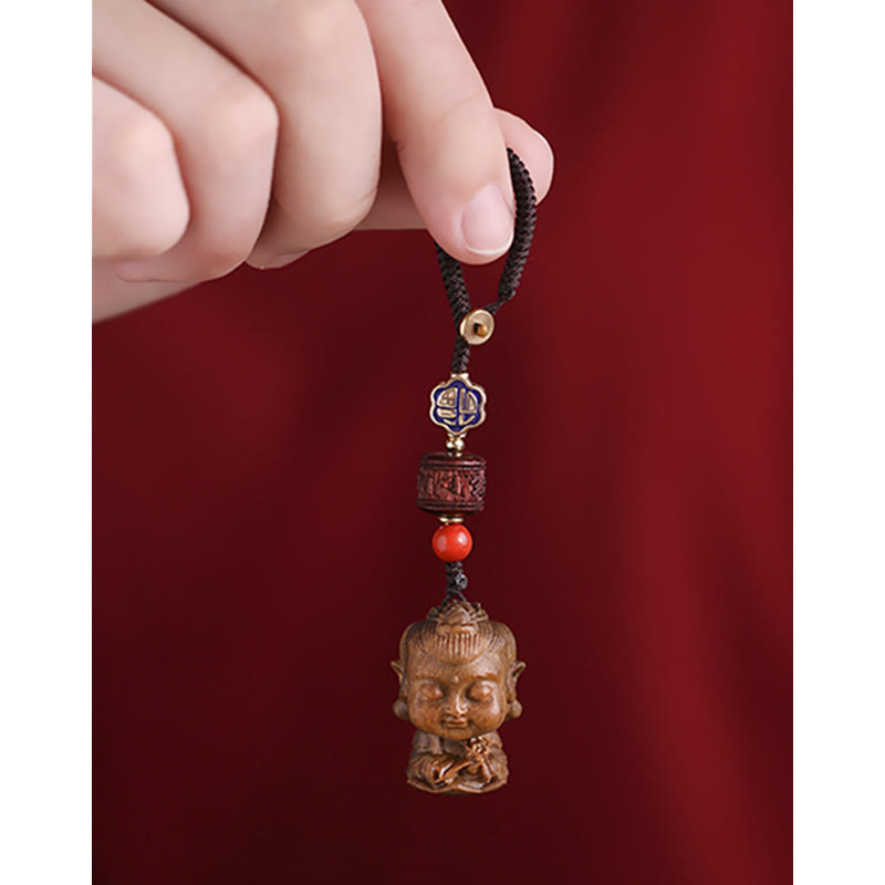 Zodiaco cinese Buddha natale Sandalo verde Om Mani Padme Hum Portachiavi della pace