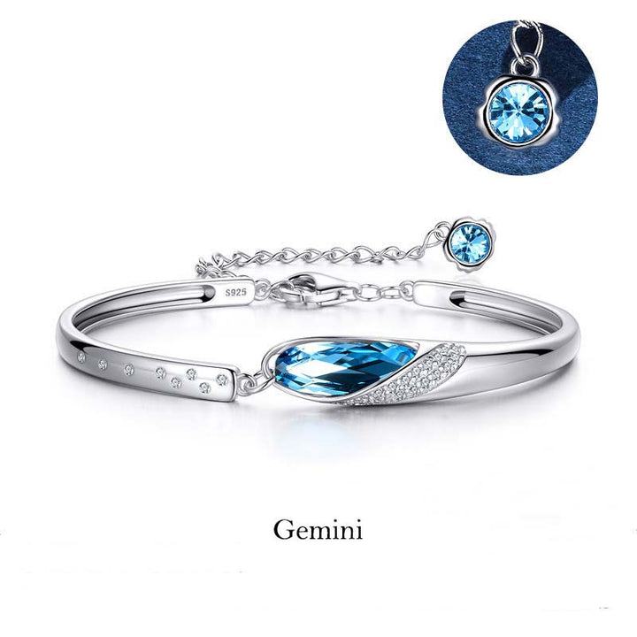Bracciale con ciondolo Buddha Stones in rame placcato argento 925 con 12 costellazioni dello zodiaco