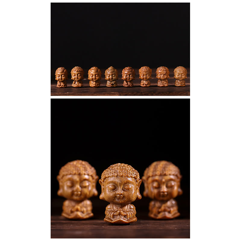 Zodiaco cinese Natale Buddha Sandalo verde Loto Inciso Decorazione positiva per la casa