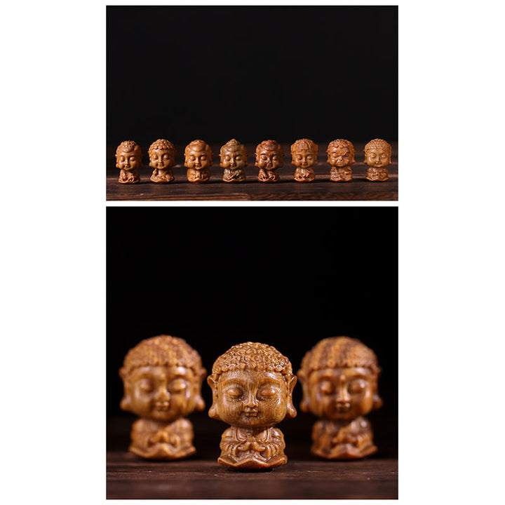 Zodiaco cinese Natale Buddha Sandalo verde Loto Inciso Decorazione positiva per la casa