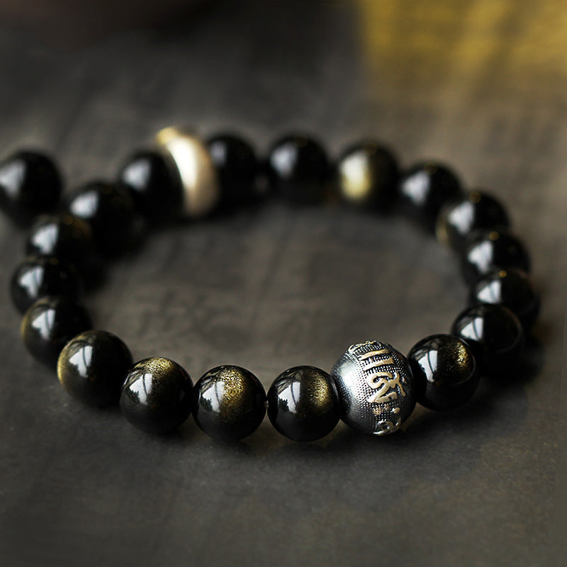 Braccialetto purificante in ossidiana con Buddha Stones e zodiaco cinese - image 1