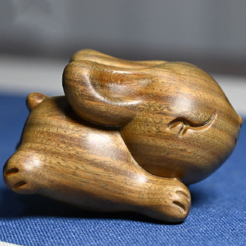 Buddha Stones Sandalo verde Piccolo Mini Coniglio carino Coniglietto Decorazioni di pace