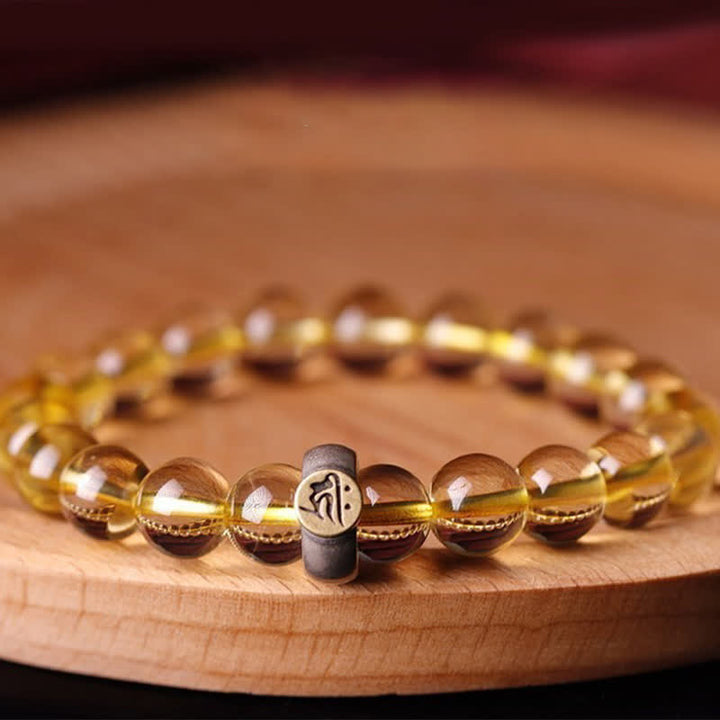 Braccialetto di protezione in argento sterling 925 con zodiaco cinese e Buddha natale in citrino