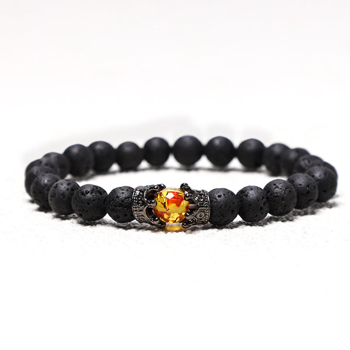 Buddha Stones Pietra naturale Corona del re e della regina Perline di energia curativa Bracciale di coppia