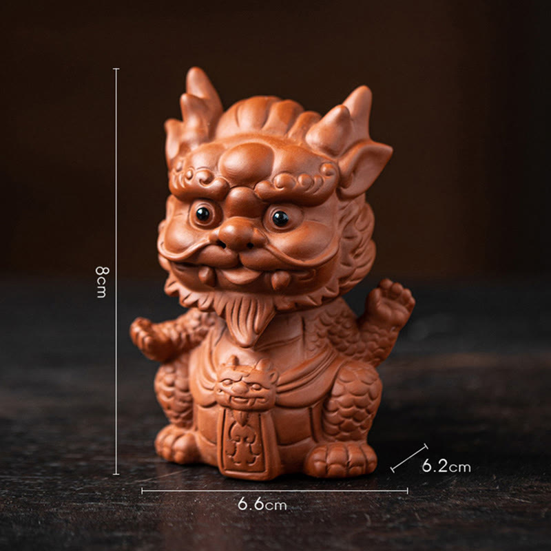 Buddha Stones Fortuna Drago Ricchezza Tè Animale Domestico Figurina Argilla Viola Decorazione