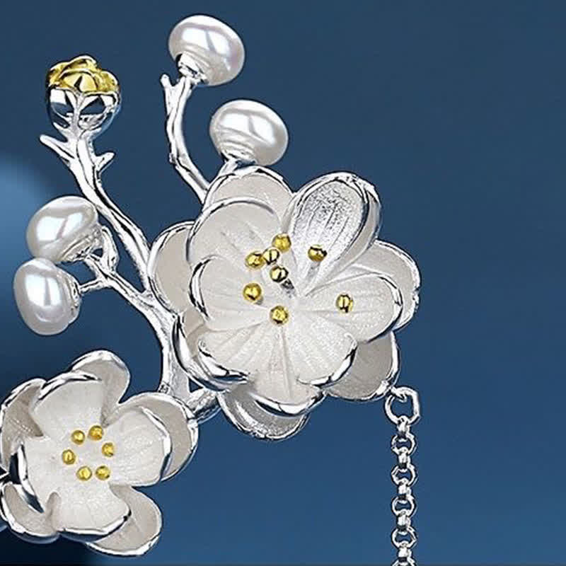Spilla per capelli con farfalla e fiore di prugno, in Buddha Stones, con nappe d'amore. - image 5
