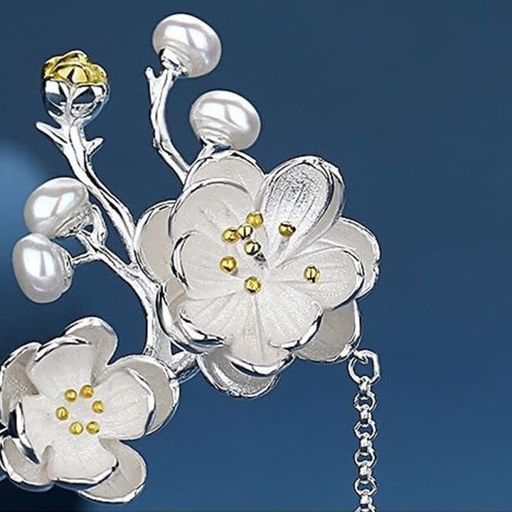 Spilla per capelli con farfalla e fiore di prugno, in Buddha Stones, con nappe d'amore. - image 5