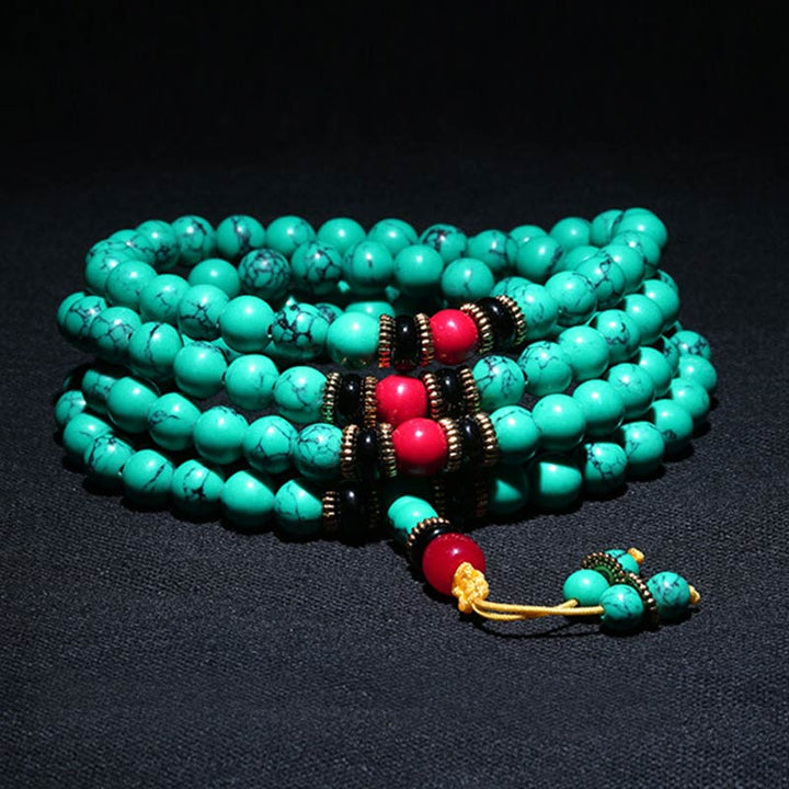 Bracciale Mala di guarigione in turchese tibetano Buddha Stones
