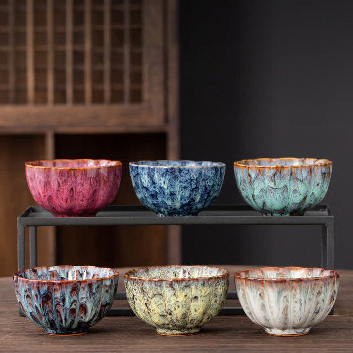 Buddha Stones Peach Blossom Pattern Tazza da tè in ceramica Tazze da tè a forma di fiore