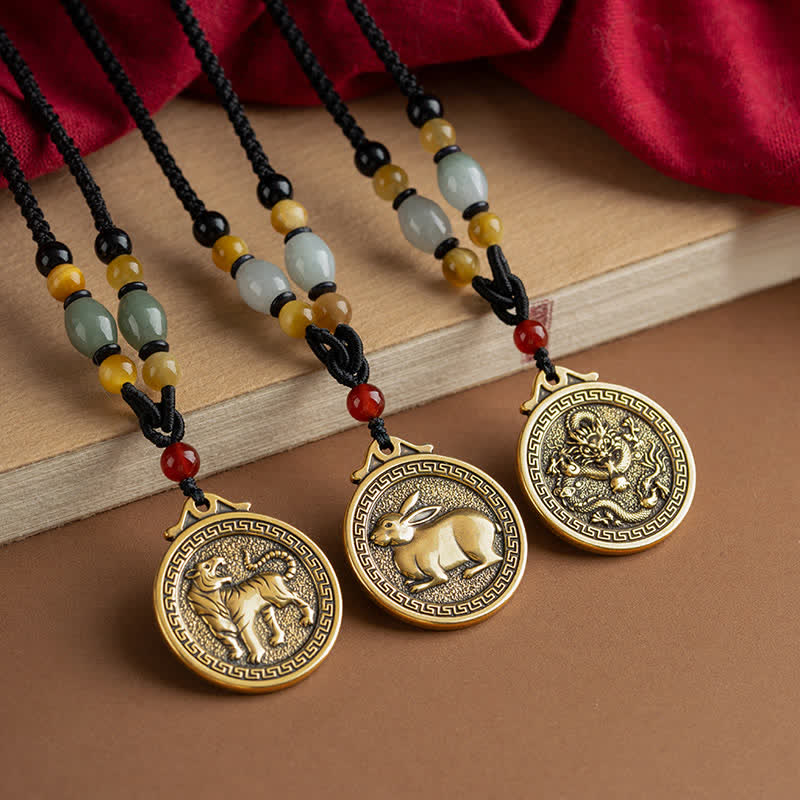 Collana con ciondolo di 12 segni zodiacali cinesi, benedizione, ricchezza e fortuna - image 2
