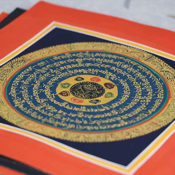 Dipinto Thangka tibetano fatto a mano, benedizione spirituale, scatola cieca, motivo a colori casuali