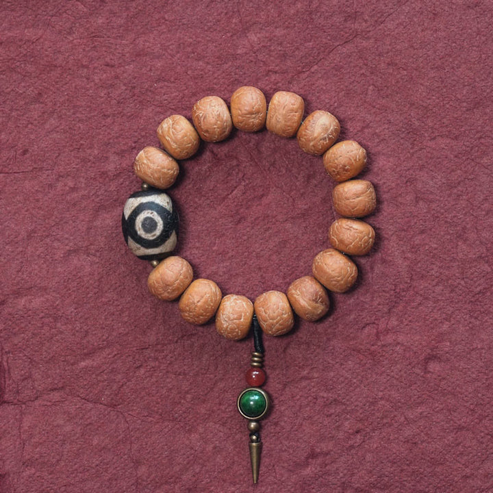 Bracciale Mala da polso con ciondolo di pace in Buddha Stones Tibet Bodhi Seed Dzi Bead