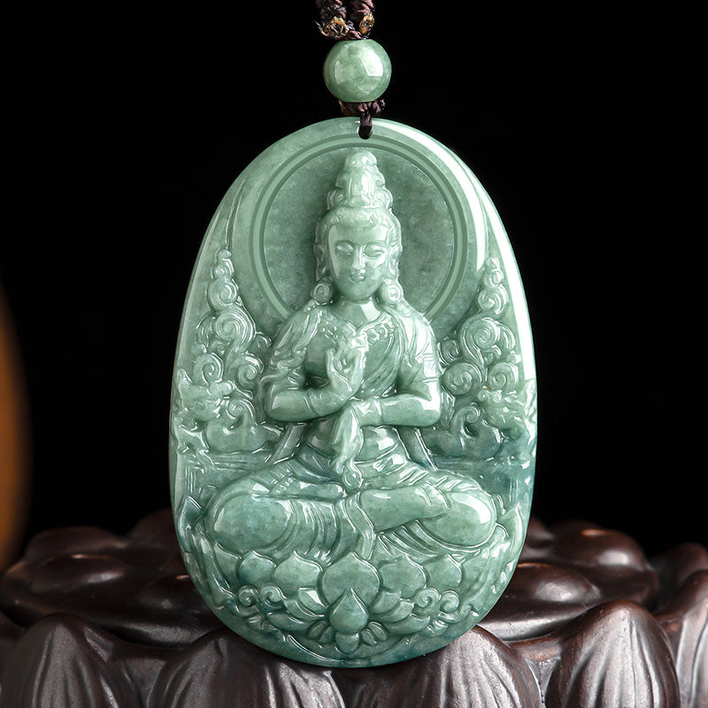 Collana con ciondolo Buddha Stones Natural Jade Avalokitesvara Amuleto Ricchezza - SIMBOLO AVALOKITESVARA (Ricchezza ♥ Successo) - image 1