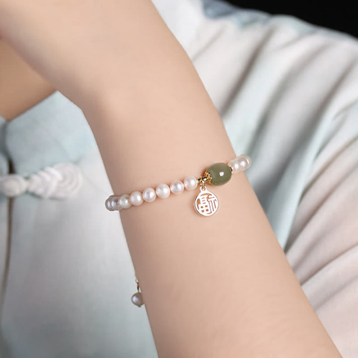 Braccialetto di perle di guarigione della felicità in giada Hetian con perle naturali Buddha Stones