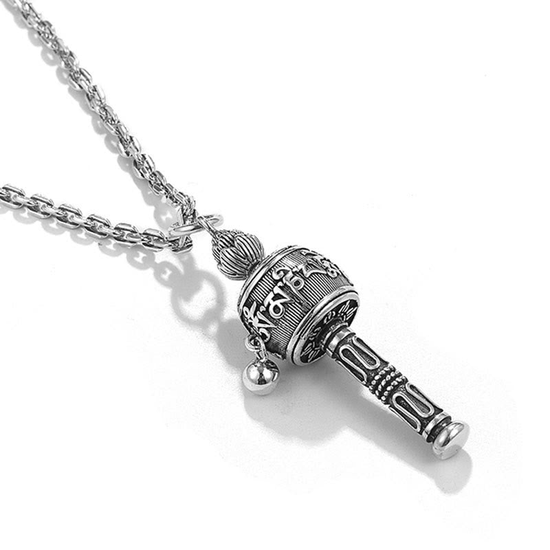 Buddha Stones Tibetano Om Mani Padme Hum Ruota di Preghiera Loto Saggezza Collana Girevole Pendente - image 10