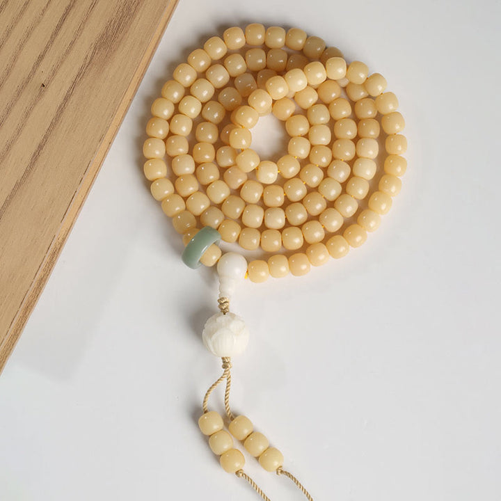 Braccialetto con ciondolo di pace e armonia, perline di loto Dzi, semi di Bodhi naturali , Buddha Stones