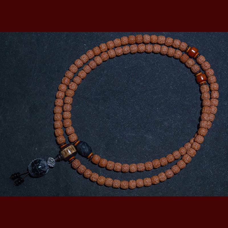 Tibet 108 Mala Beads Rudraksha Bodhi Seed Zodiaco Cinese Natale Buddha Ricchezza Braccialetto Charm