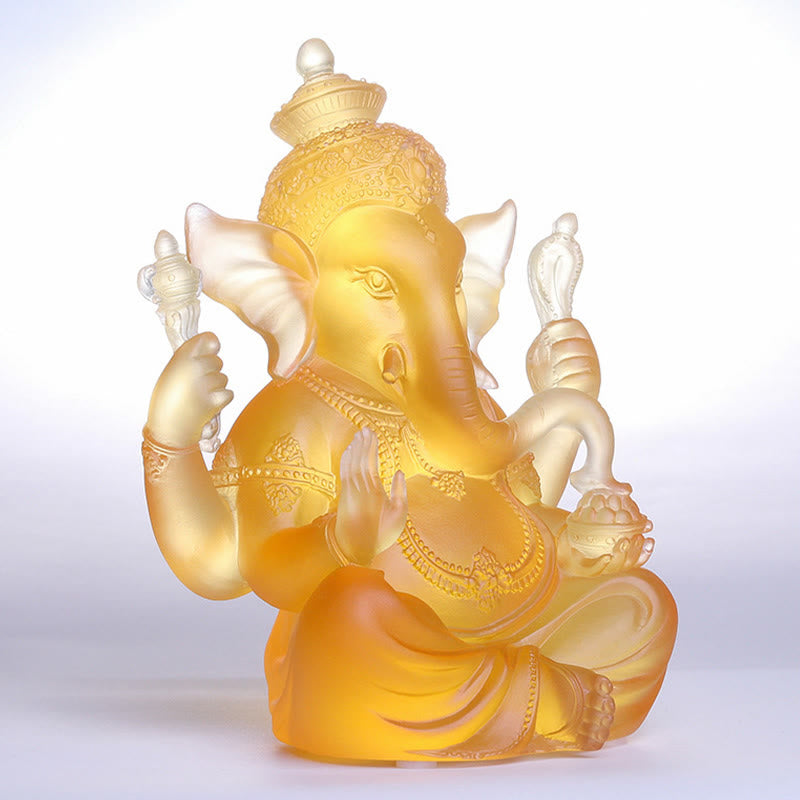 Buddha Stones fatte a mano Ganesh Ganpati Elefante Figurina Liuli Cristallo Pezzo d'Arte Protezione Statua Decorazione della casa