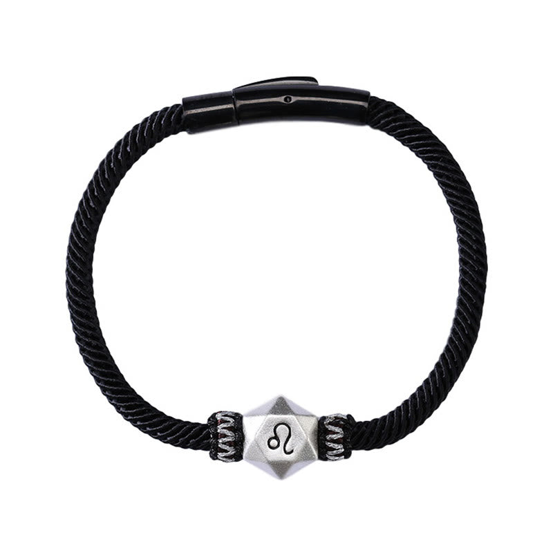 Braccialetto di corda fatto a mano con protezione delle 12 costellazioni dello zodiaco in argento sterling 999 Buddha Stones