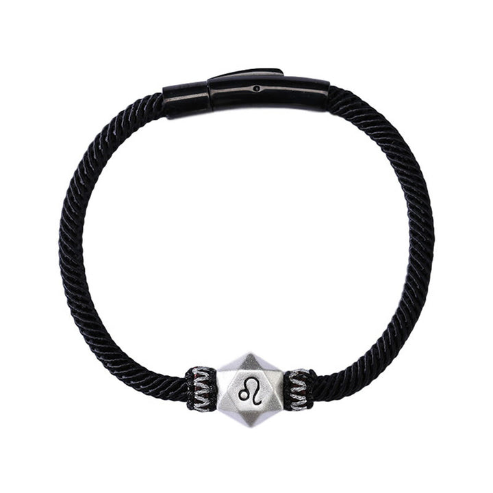 Braccialetto di corda fatto a mano con protezione delle 12 costellazioni dello zodiaco in argento sterling 999 Buddha Stones