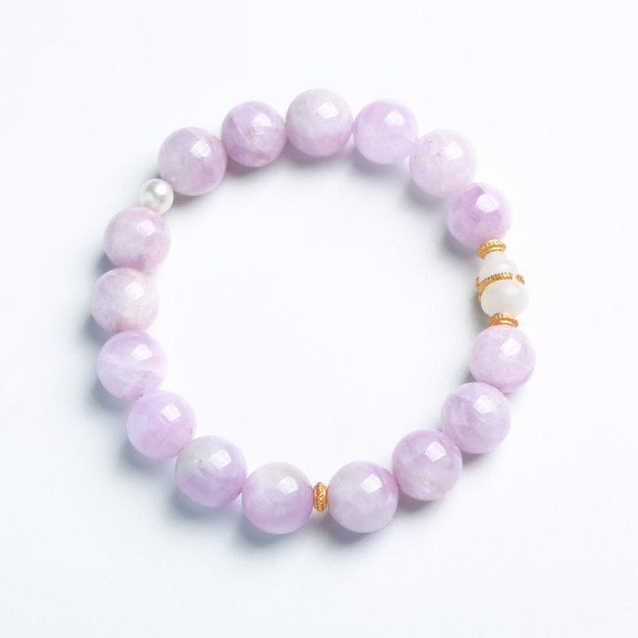 Braccialetto spirituale di crescita dell'amore con zucca di giada bianca di Hetian Kunzite