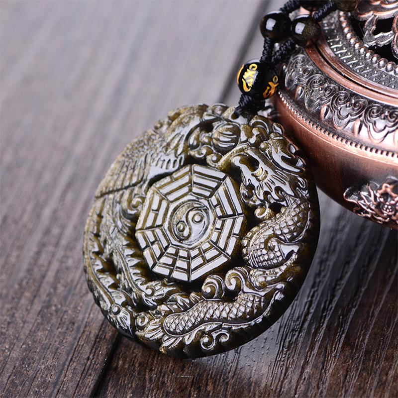 Collana con ciondolo di energia curativa in ossidiana dorata Buddha Stones