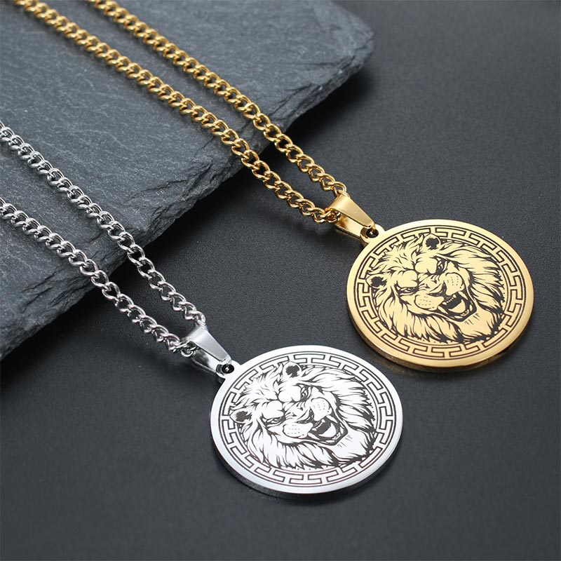 Collana con ciondolo di protezione in acciaio al titanio con Buddha Stones