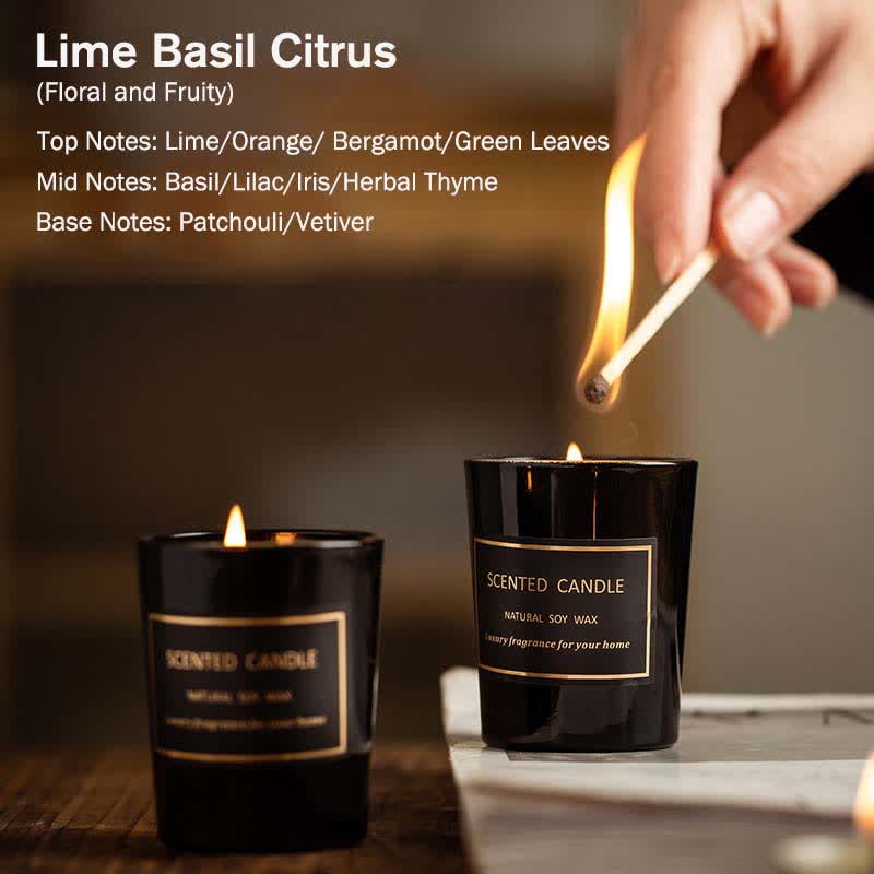 Candela di cera di soia profumata per aromaterapia con fragranza di pera e fresia Blue Bell Meditazione Preghiera - Lime, basilico, agrumi (floreale e fruttato) - image 10
